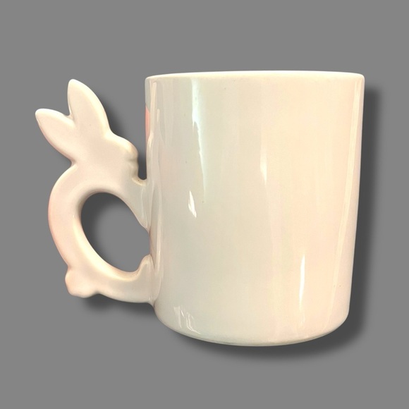 Vintage Easter Mug Coffee Tea Bunny Handle Two Rabbits Eggs Made in Japan White - Picture 3 of 7